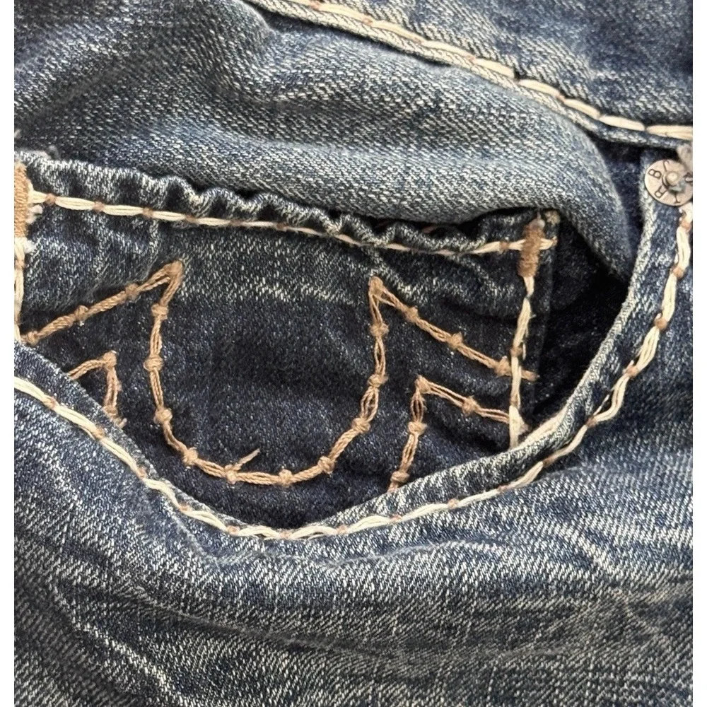 TRUE RELIGION Mens Slim Fit Jeans W34 - 36X34 Stretch Geno Thick Stitch